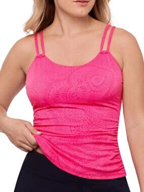 Swim Solutions Womens Tunnel Scoop Tankini Top Size 8